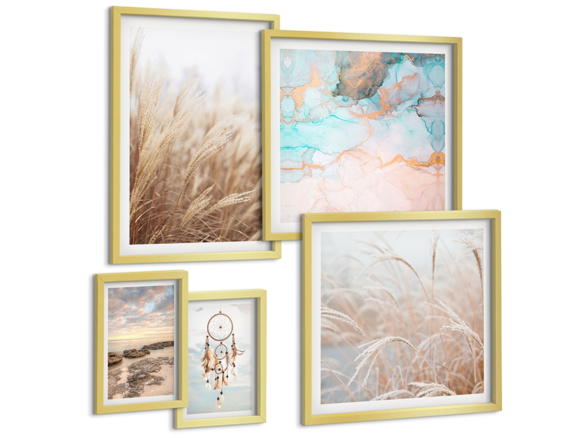 Conjunto De Pinturas Paisagens Naturais Boho Étno Espelharte (5 Peças)
