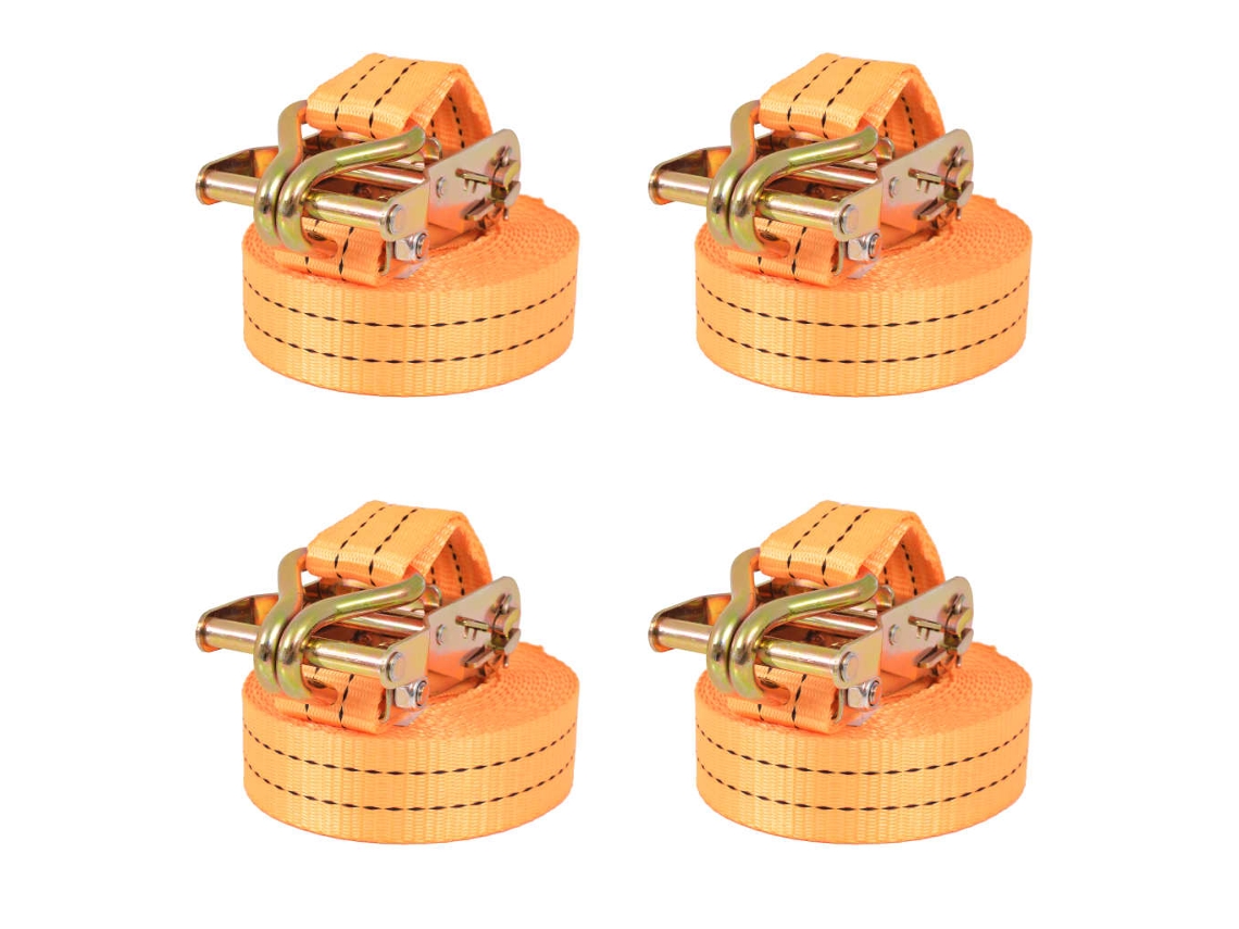 Vidaxl Cintas De Fixação C/ Roquete 4 Pcs 1 Tonelada 6mx38mm Laranja
