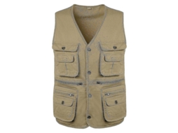 Rebe-chaleco Outdoor Hombre Ligero Con Cremallera Y Muchos Bolsillos Para Deportes Al Aire Libre 3xl Caqui