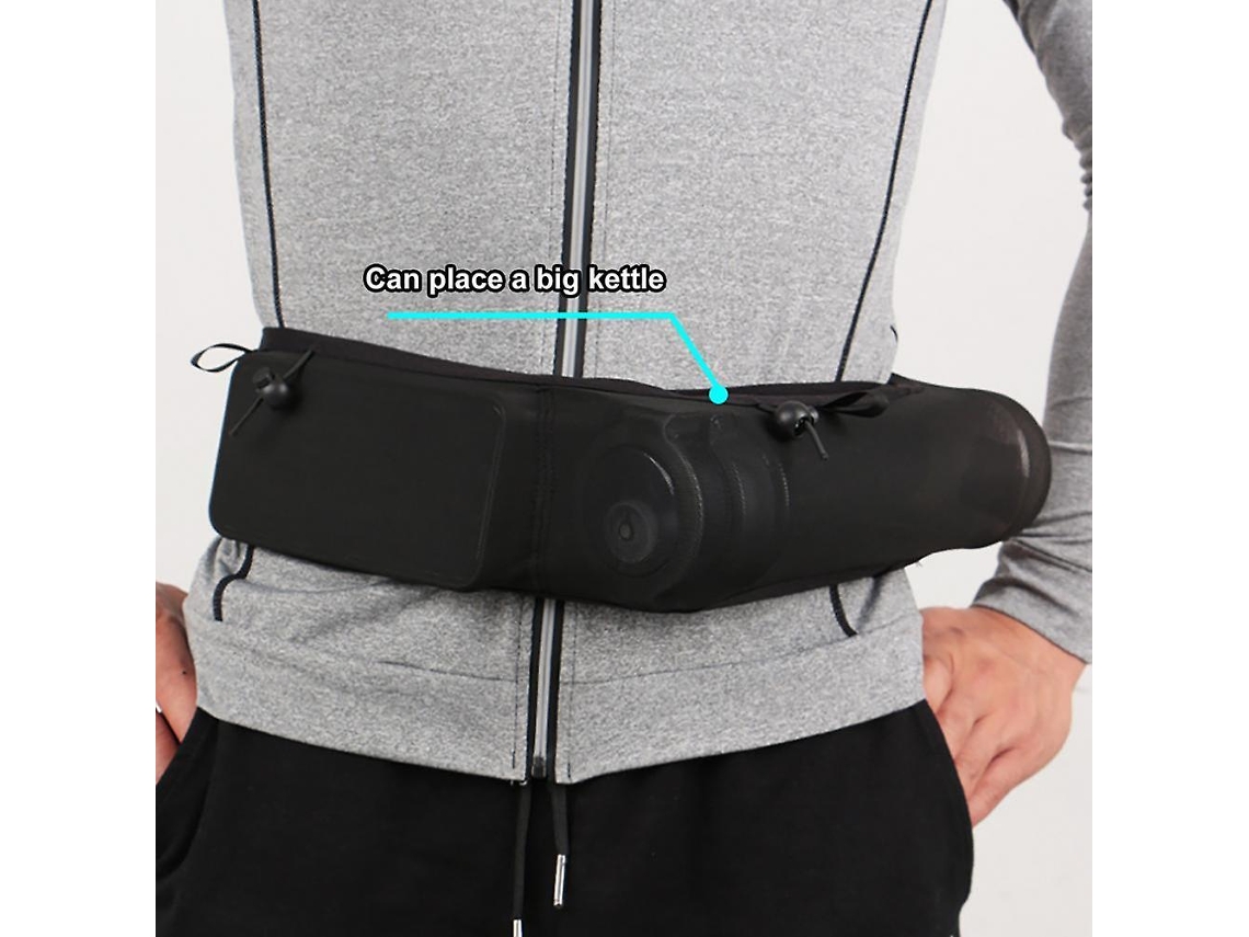 Pochete preta, grande capacidade, leve, vários bolsos, malha elástica, corrida, esportes, Slowmoose