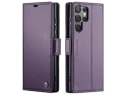 Capa Para Samsung Galaxy S25 Ultra 5g De Couro Com Textura De Lichia E Fecho Borboleta Proteção E Rfid Antirroubo Roxa