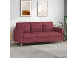 Vidaxl Sofá De 3 Lugares Tecido 180 Cm Vermelho Tinto
