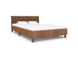 Cama De Casal | Camas Para Quarto | Estrutura De Cama 120x200 Cm Camurça Artificial Castanho