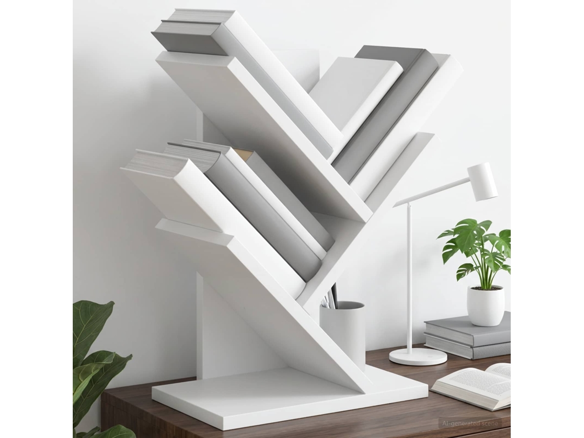 Vidaxl Estante De Livros Em Árvore 3 Níveis 30 X 18 X 40 Cm Branco