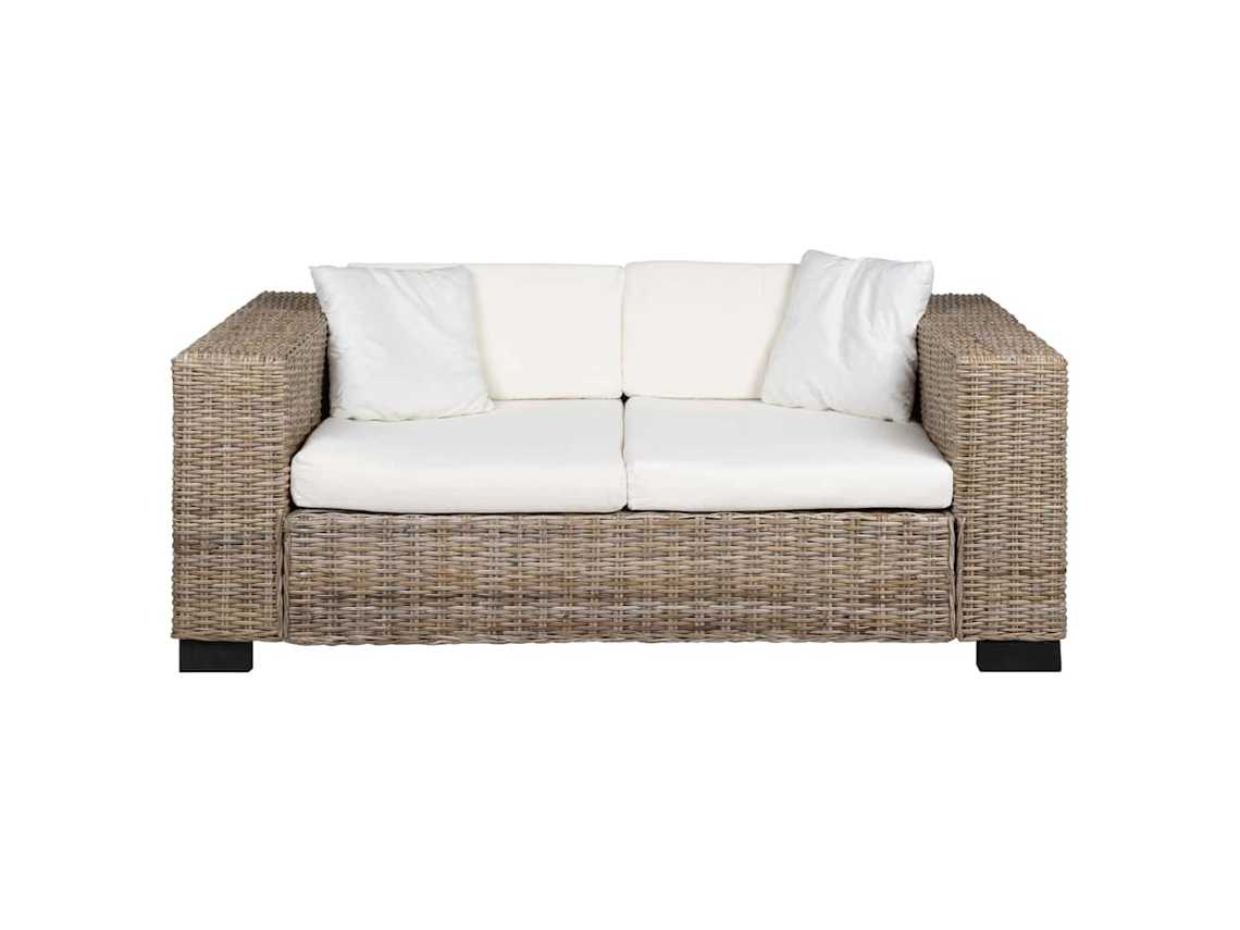 Conjunto de Sofá de 2 Lugares, 7 Pcs, Vime Genuíno SYFAX