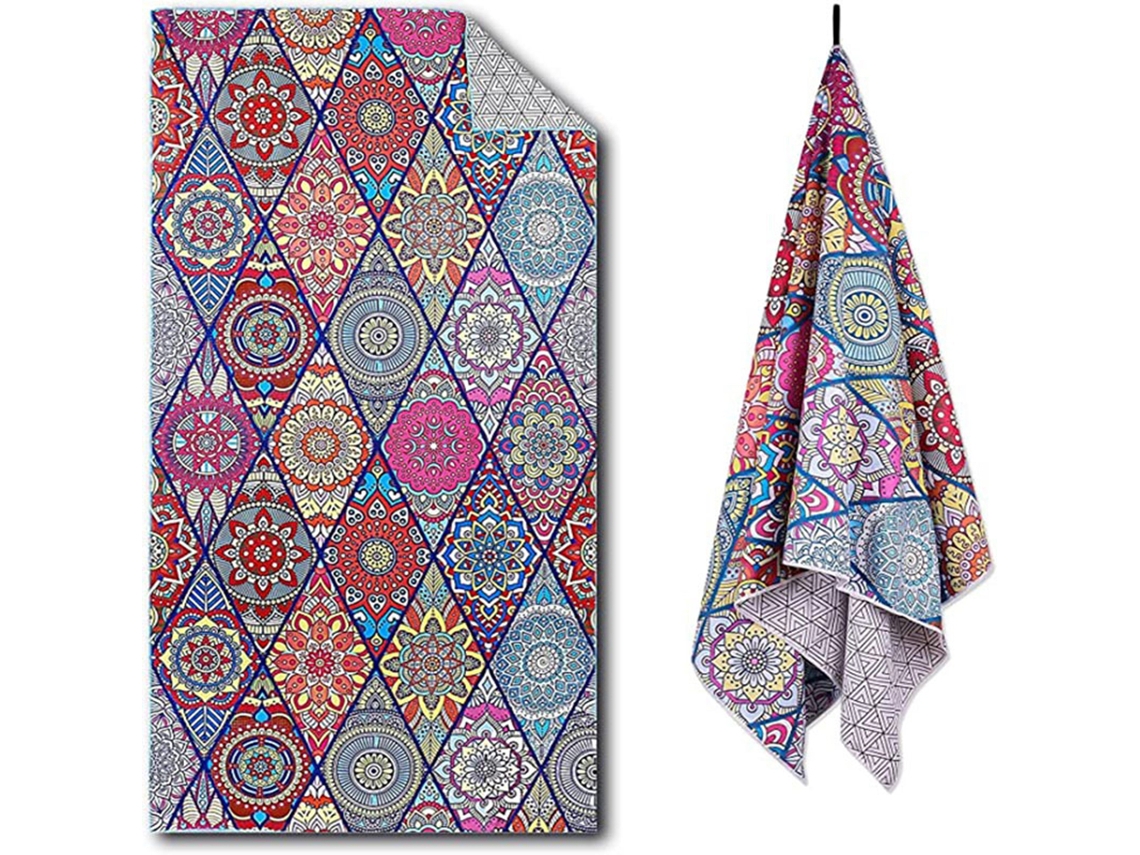 Toalha de Praia Nova, Estampada em Ambos os Lados, Tamanho XXL , em Microfibra com Bolso BRILVIBERA (80x160 Cm)