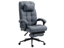 Cadeira De Escritório Com Apoio Para Os Pés Removível, 66x76x112-120cm, Cinzaergonômica E Confortável, Com Altura Ajustável E Rodízios
