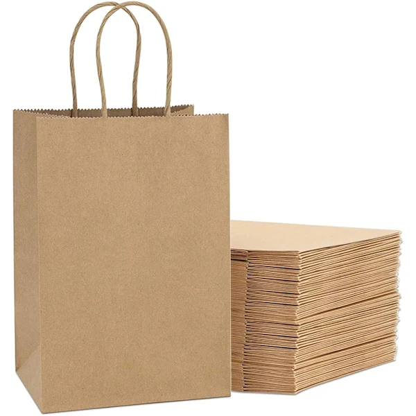 24 Sacolas de Papel Rígido, Sacolas de Papel com Alças, Sacolas de Papel na Cor Natural BRILVIBERA