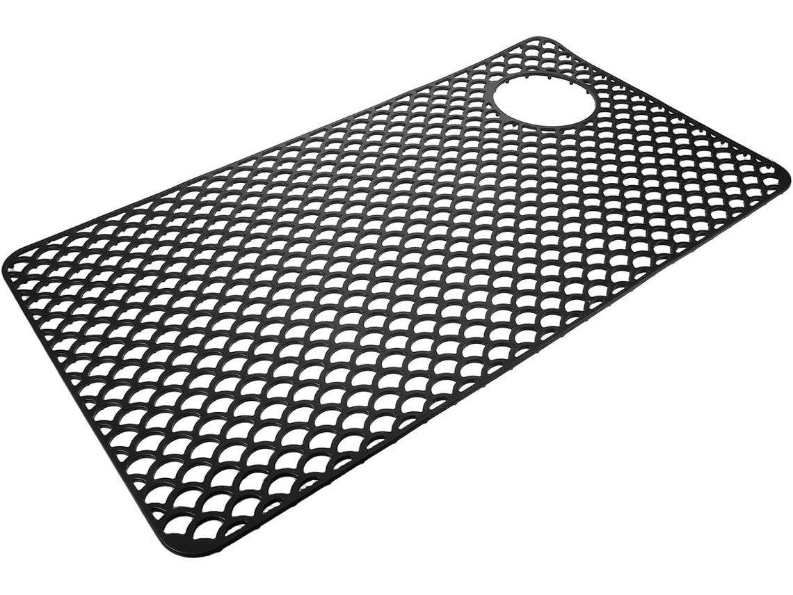 Tapete de silicone flexível para Pia Cozinha Shineofi, preto, fácil de limpar, design retangular para proteção e alívio de náuseas.