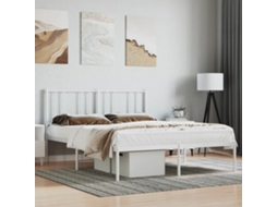 Estrutura De Cama Com Cabeceira 140x190 Cm Metal Branco
