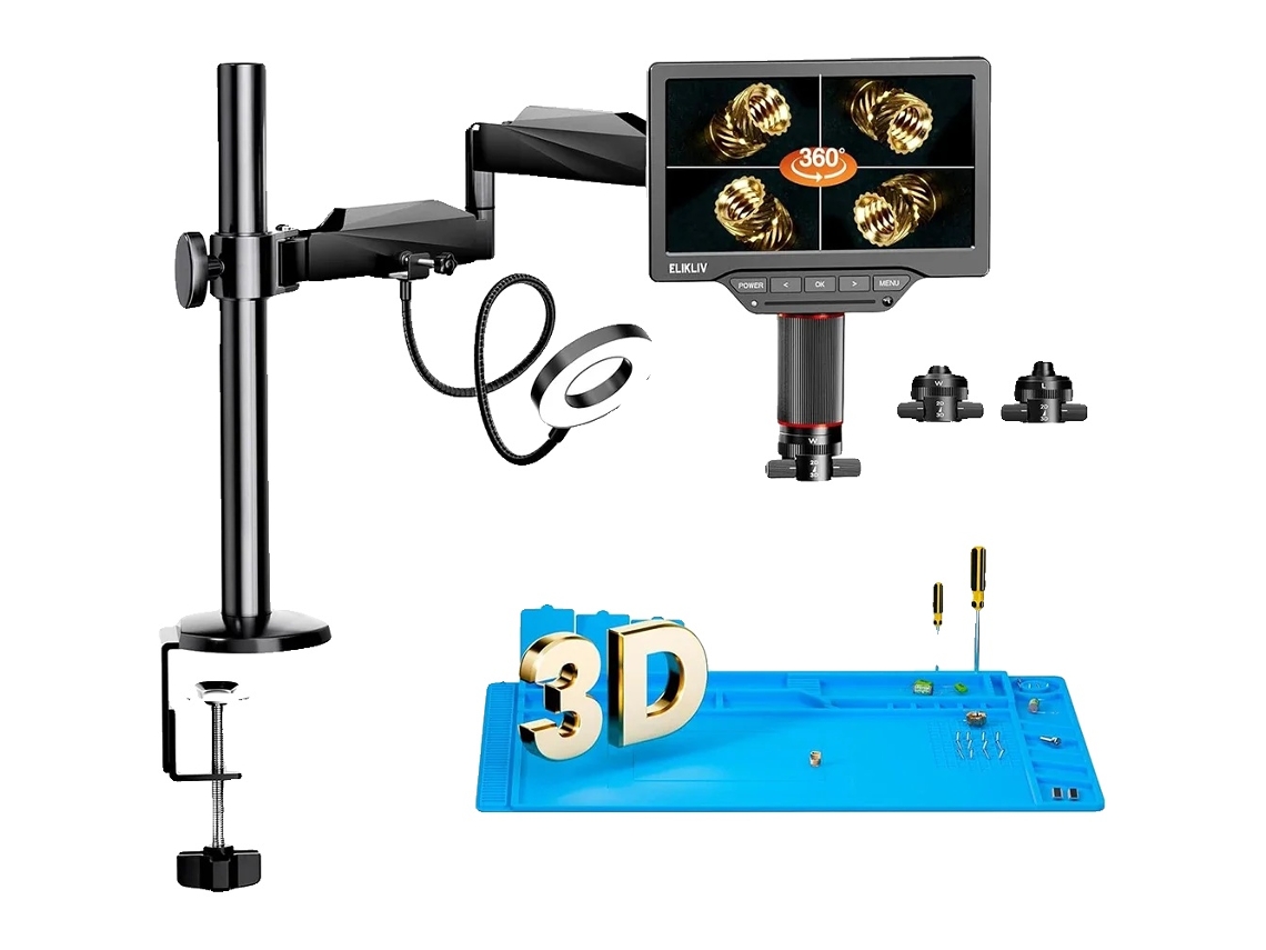 Microscópio Digital, Visualização 3d, Lentes Duplas Magnéticas, Com Tapete