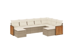 Conjunto de 9 Sofás para Jardim com Almofadões Vime Pe Bege MAISON EXCLUSIVE (90x200 cm)