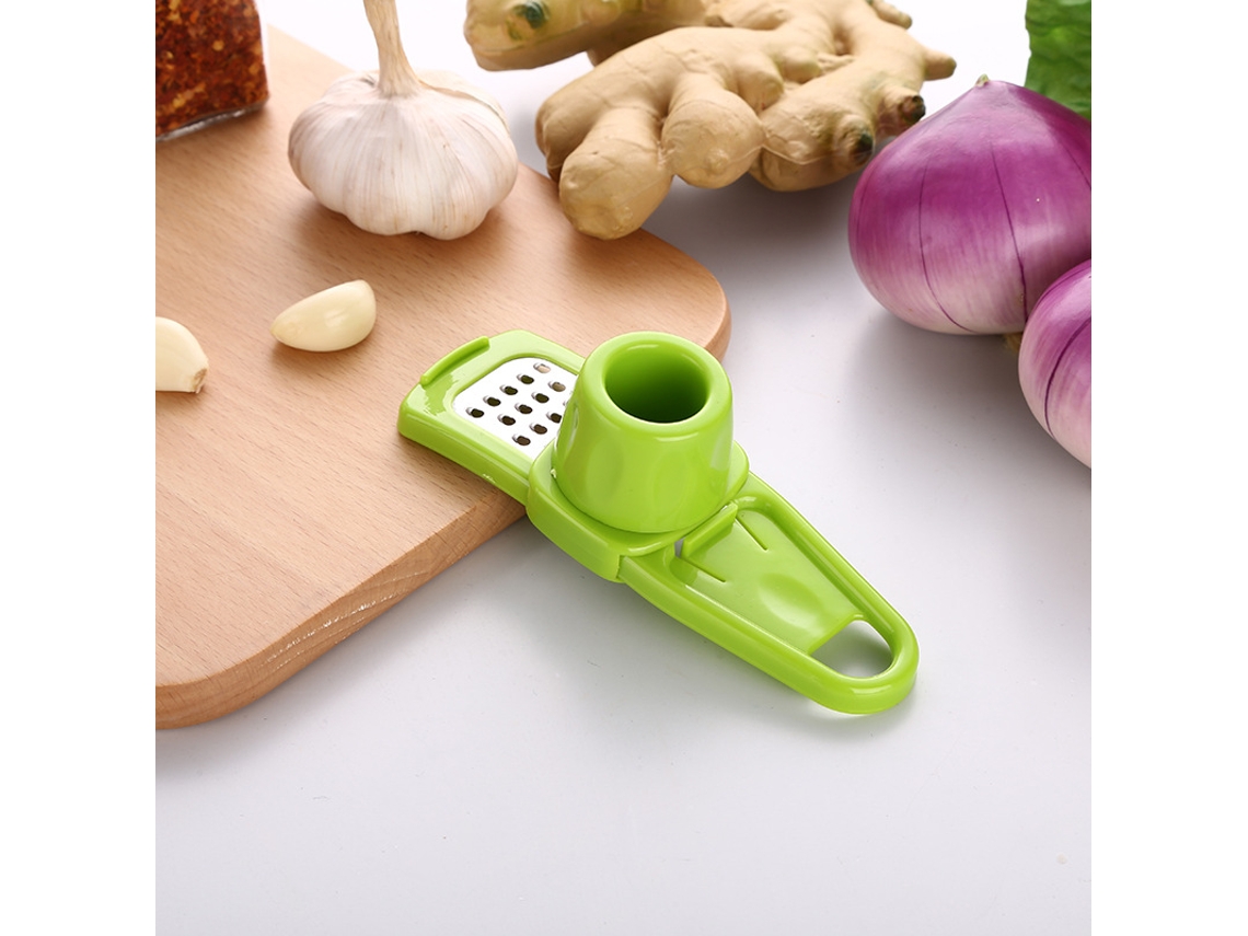 Espremedor Manual de Alho e Pimenta, Cortador e Moedor de Alho, Plástico Ecológico e Aço Inoxidável MDUG (verde)