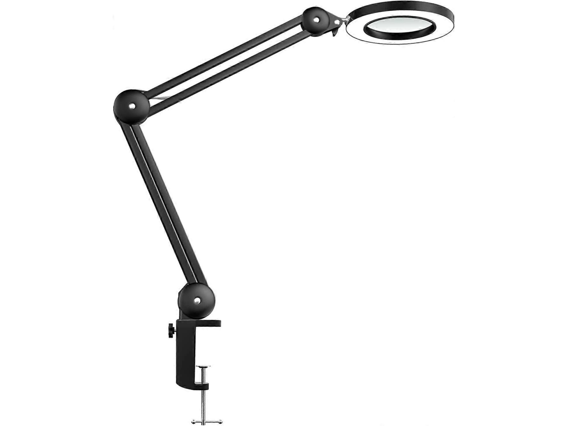 Luminária De Mesa Led Com Aumento, Potente, Lente De Vidro De 125 Mm E 5 Dioptrias Com 3 Modos De Cor E Iluminação Regulável Wel Aquaforge