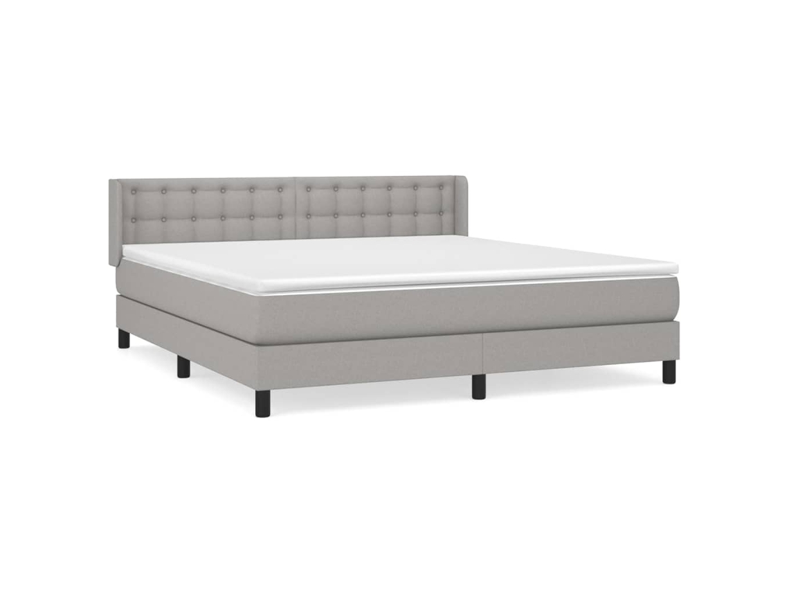 Cama com Molas/Colchão 160x200 Cm em Tecido Cinzento Claro MAISON EXCLUSIVE
