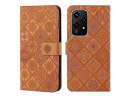 Capa De Couro Para Celular Com Padrão Étnico Em Relevo