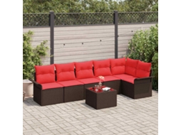 Vidaxl Conjunto De Sofá De Jardim 7 Unid. Castanho Vime Pe