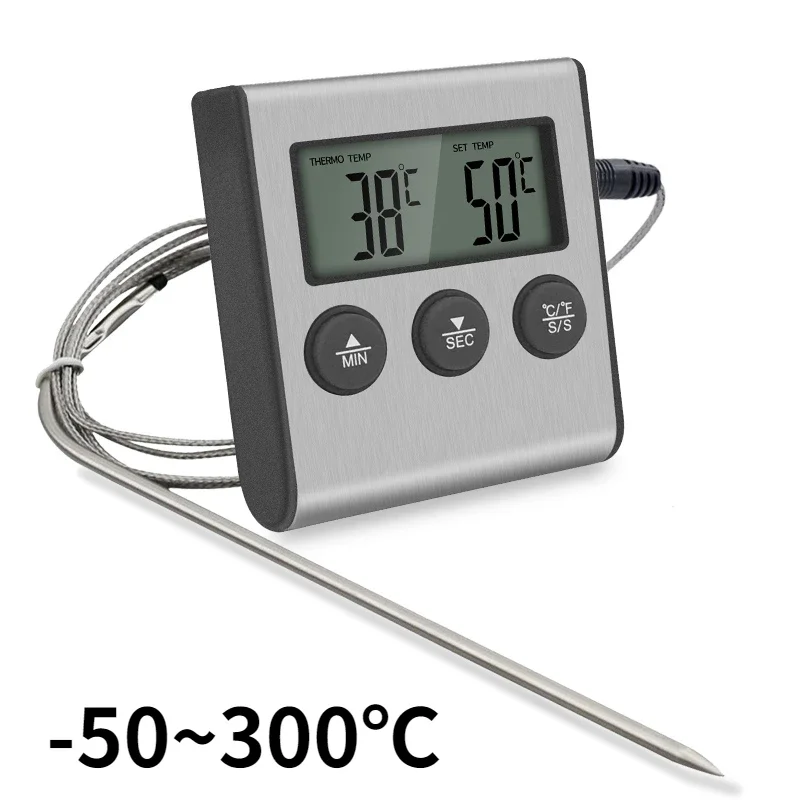 Termômetro Digital Sem Fio Para Carnes E Alimentos, Com Sonda, Temporizador E Alarme, Para Forno, Grelha, Churrasco E Confeitaria Doméstica