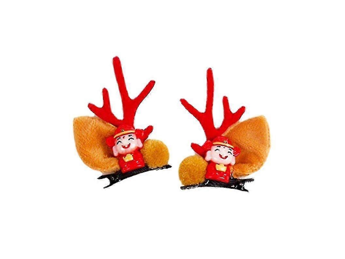 Presilhas De Cabelo De Ano Novo Com Chifres De Rena, Presilha Bico De Pato, Acessório De Cabeça Natalino Fofo Hengjian