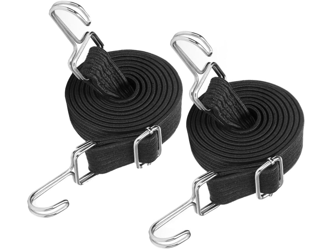 Conjunto De 2 Cordas Elásticas Com Ganchos, Pretas, Ajustáveis, Resistentes, Para Bagagem(1 M/3, 3 Pés)