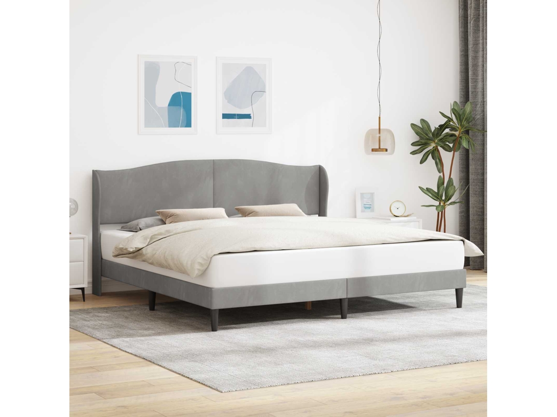 Vidaxl Estrutura Da Cama Cinzento-claro 180 X 200 Cm Veludo