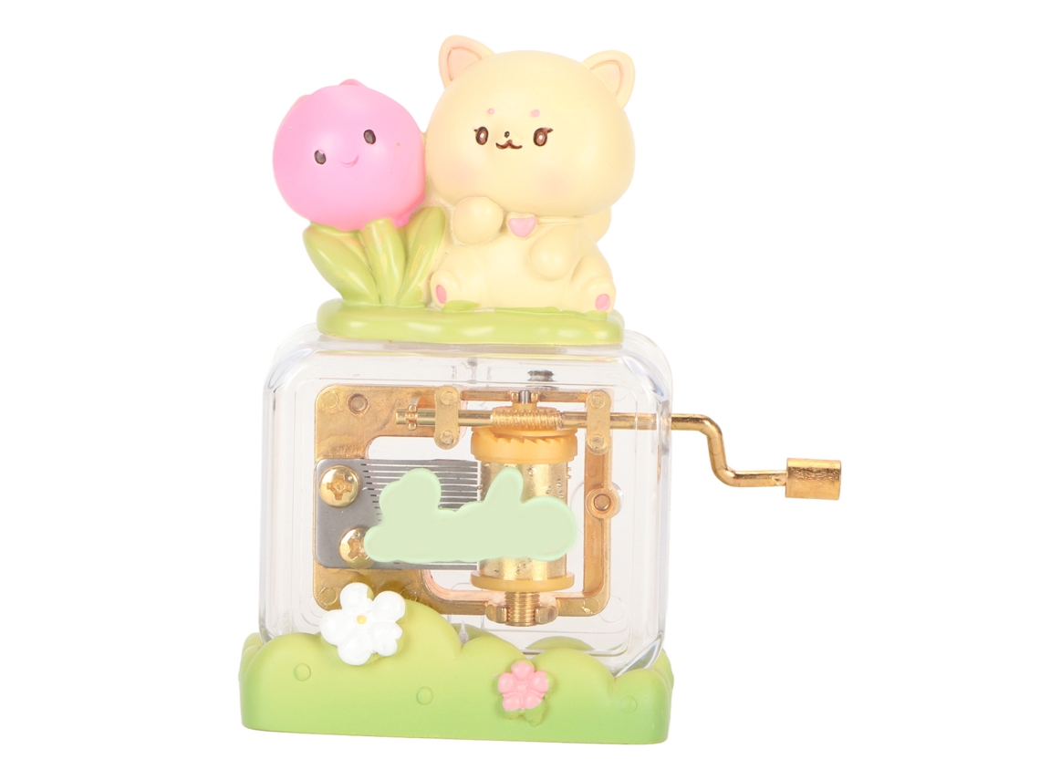 Caixa de Música Manivela Infantil Cute Transparente Ouro