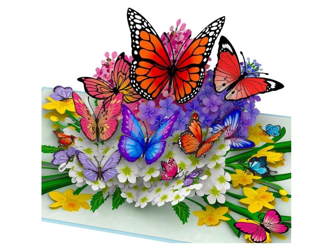 Cartão Pop up Borboletas da Natureza Cartão 3d para Esposa, Namorada e Mãe (aniversário, Obrigado, Aniversário)