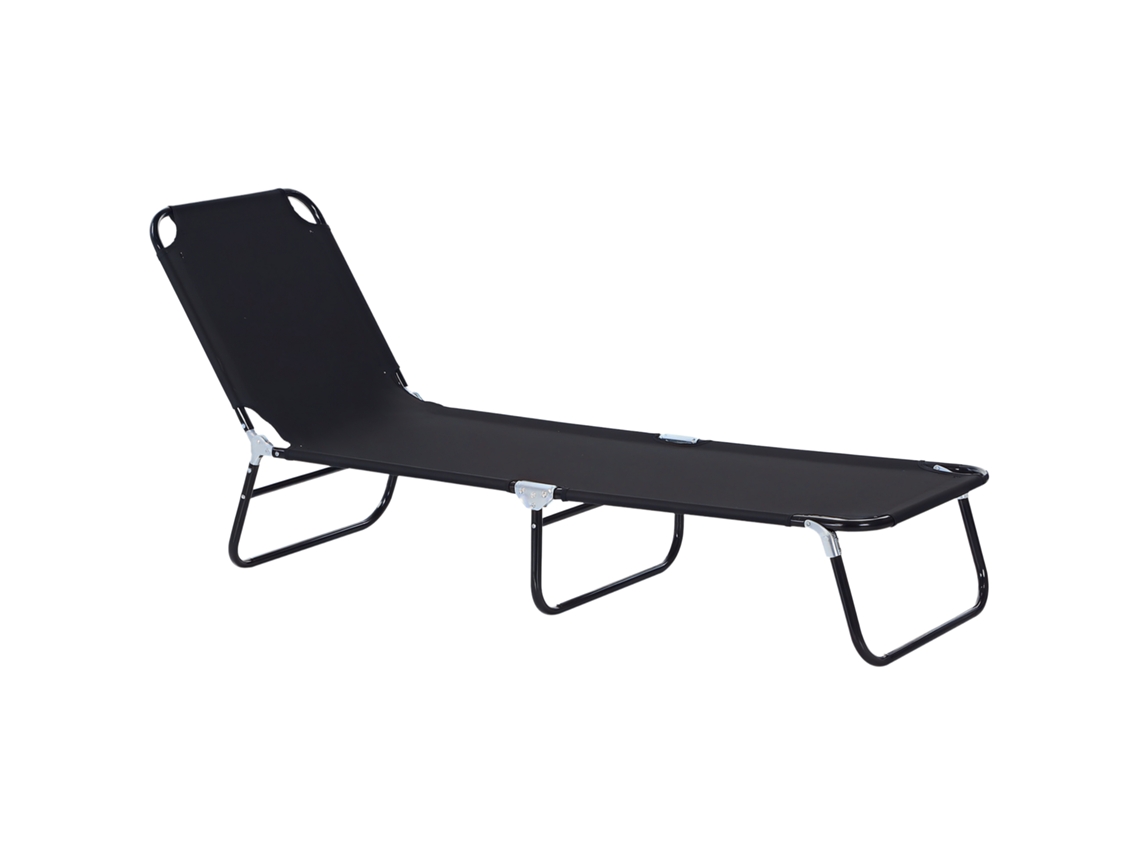 Espreguiçadeira Reclinável 5 Posições para Piscina 120 Kg 188x56x28 Cm Preto S/MARCA