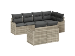 Conjunto 7 Conjunto De Sofá De Jardim Vidaxl Cinzento-claro Vime Pe (55 X 55 X 37 Cm)