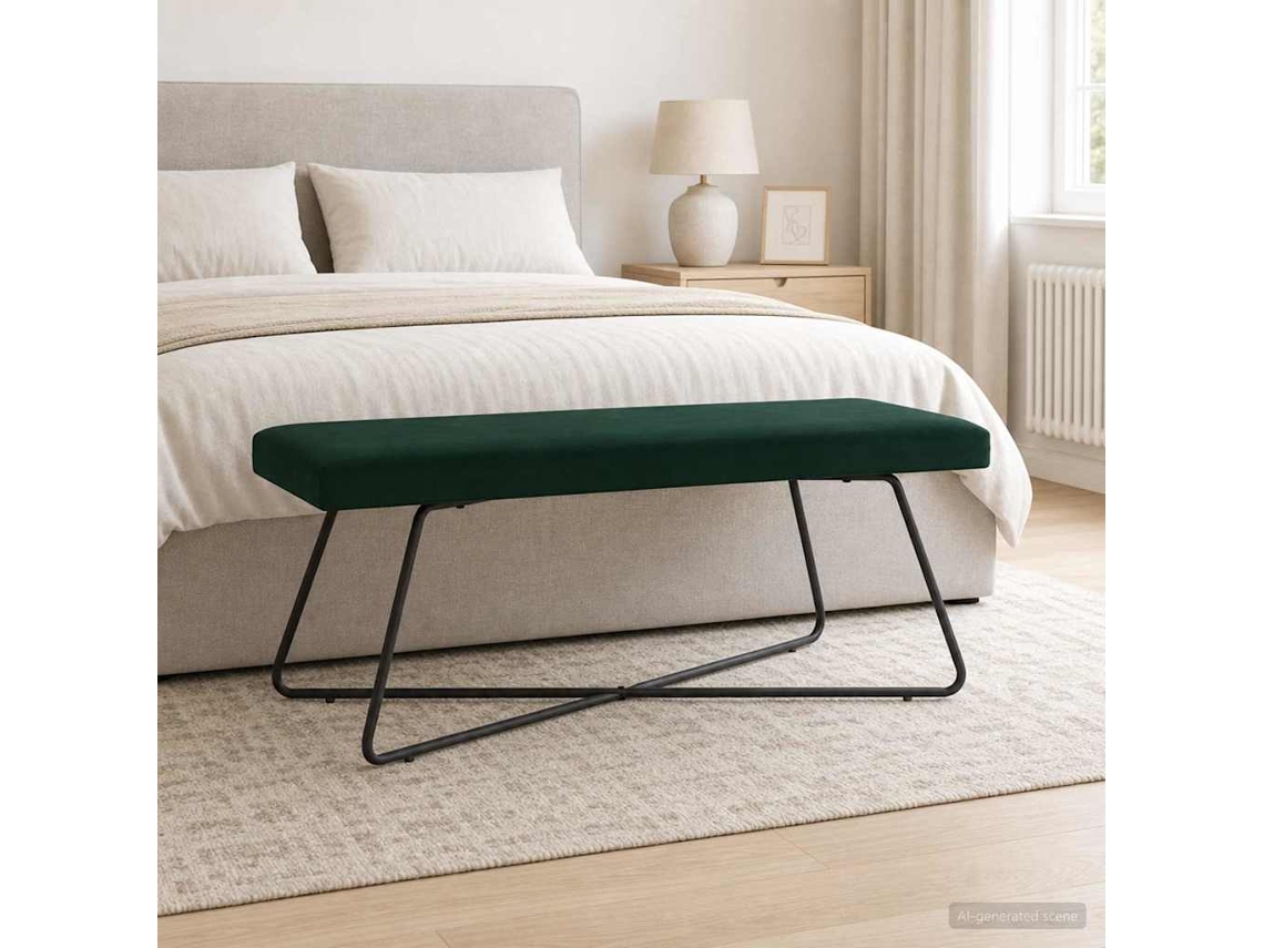 Vidaxl Banco Verde-escuro 110 X 40 X 45 Cm Veludo