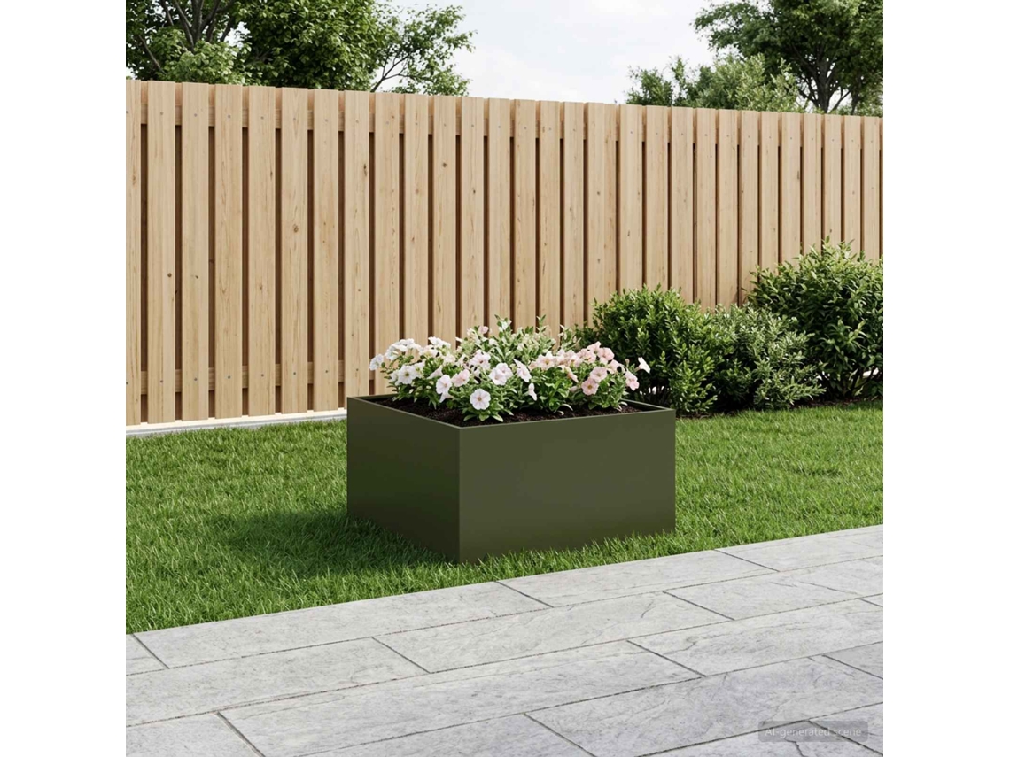 Vidaxl Vaso De Jardim Verde-azeitona 80 X 80 X 40 Cm