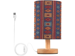 Abajur De Cabeceira Com Estampa Étnica Para Quarto, Portas De Carregegamento Usb C, Luminária De Mesa Cabeceira, Luminária