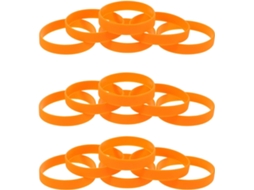 Conjunto Mobestech com 48 pulseiras elásticas de silicone laranja para eventos esportivos e grupos.