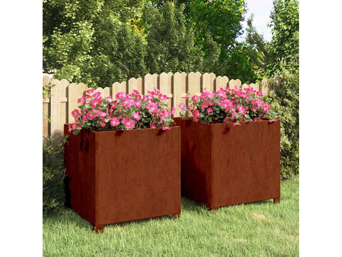 Vidaxl Vaso/floreira C/ Pernas 2 Pcs 50x50x50cm Aço Corten Enferrujado