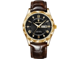 Lurelia Relógio Masculino, Data/calendário, Luminoso, Detalhes Com Strass, Couro, Abs, Resistente À Água, Azul, Dourado