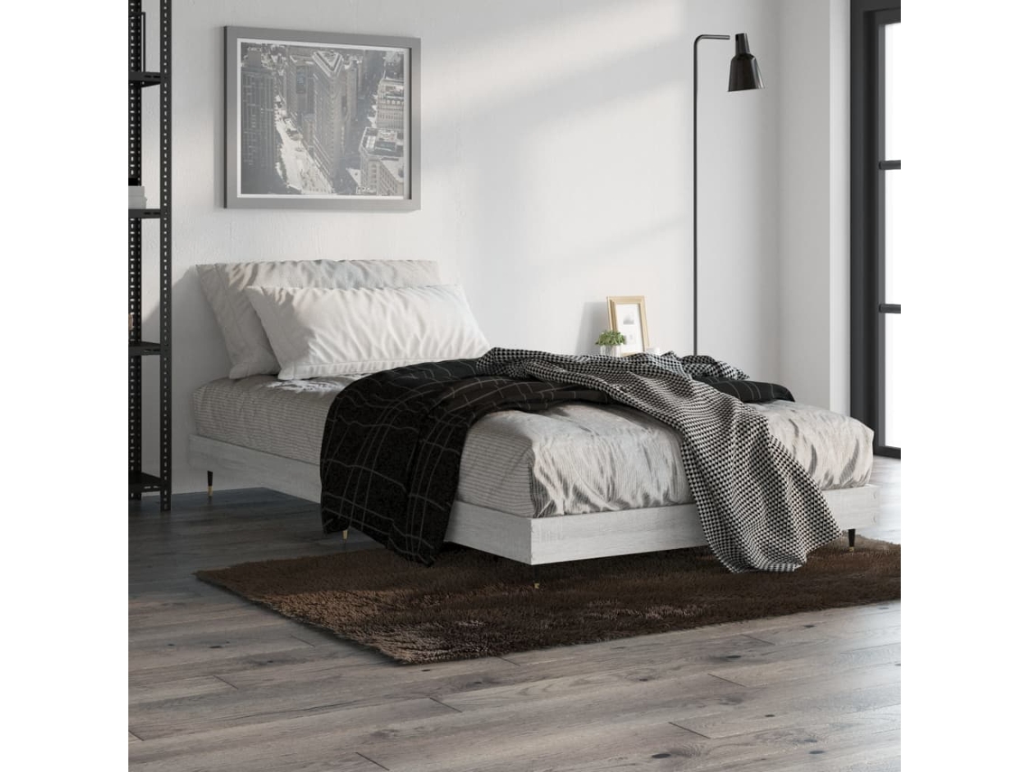 Vidaxl Estrutura Cama 90x200 Cm Derivados De Madeira Cinzento Sonoma