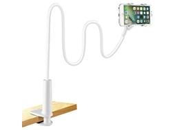 Suporte para tablet e smartphone ajustável, com clip antiderrapante, branco S/MARCA