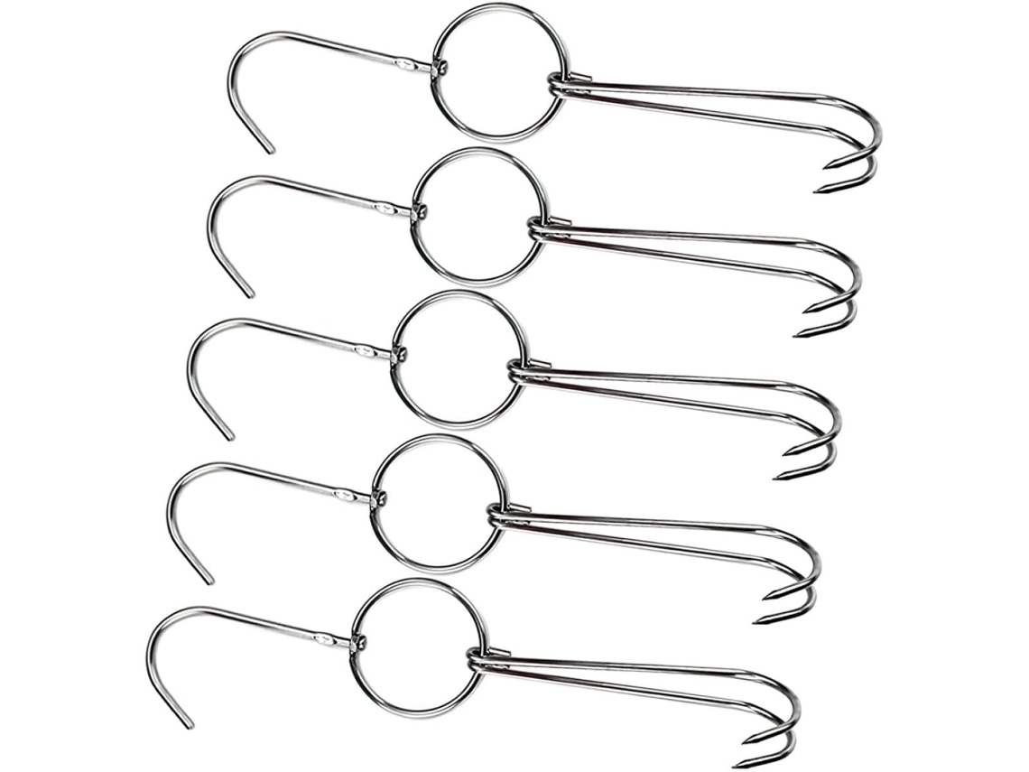 Kit de 5 Ganchos Duplos de Aço Inoxidável Inoomp para Carne, com 25,5 Cm de Comprimento Cada, Ideais para Assar Aves, CHABERLU