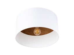 Luminárias de Teto Telesto de Tecido/Madeira/Aço Branco/Marrom Escuro 20X35X35Cm SOLLUX LIGHTING