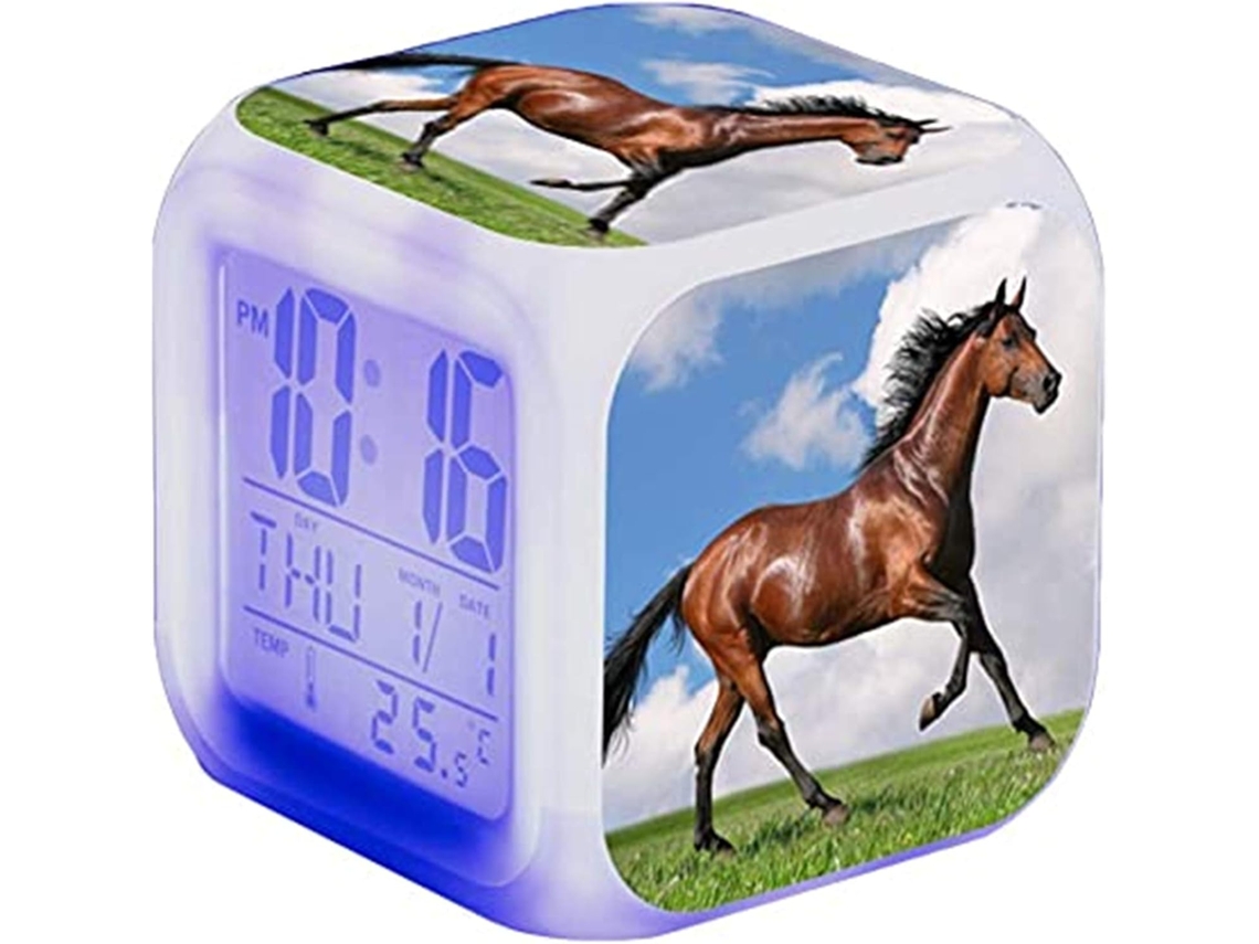 Despertador Em Forma De Cavalo Railonch Animal Led Relógio Digital Iluminado Com Visor Hora Luz Noturna Função Presentes