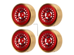 Mali 4pcs Roda Beadlock Rc de Liga de Alumínio e Latão para Carro Rc Watchman Fms Fcx24 1/18 1/24 Vermelho