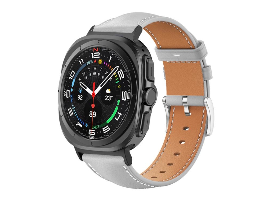Bracelete para Samsung Galaxy Watch Ultra Couro Fino com Textura de Tubarão Preto Cinza XIAOMOYU