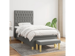 Cama Com Molas/colchão 90x190 Cm Tecido Cinza-escuro