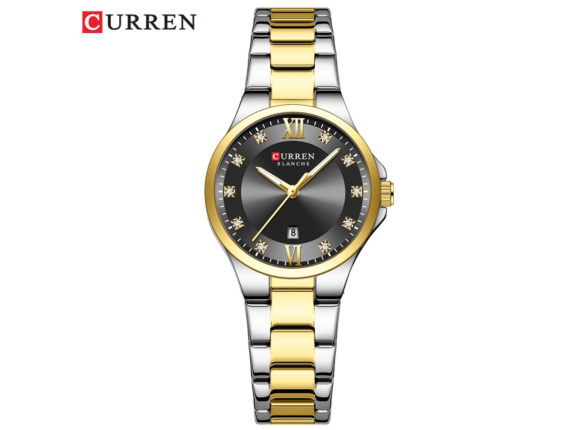 Relógio Feminino De Pulso Com Strass, À Prova D'água, Com Calendário E Movimento De Quartzo.