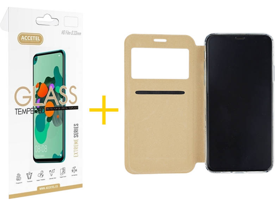 Kit Capa + Película iPhone 11 Pro Max Skyhe Gandy Flip Dourado