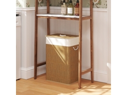Cesto De Roupa De Bambu Com Tampa 72l, Alças De Corda, Saco Removível, Para Lavandaria, Quarto, Banheiro, Castanho