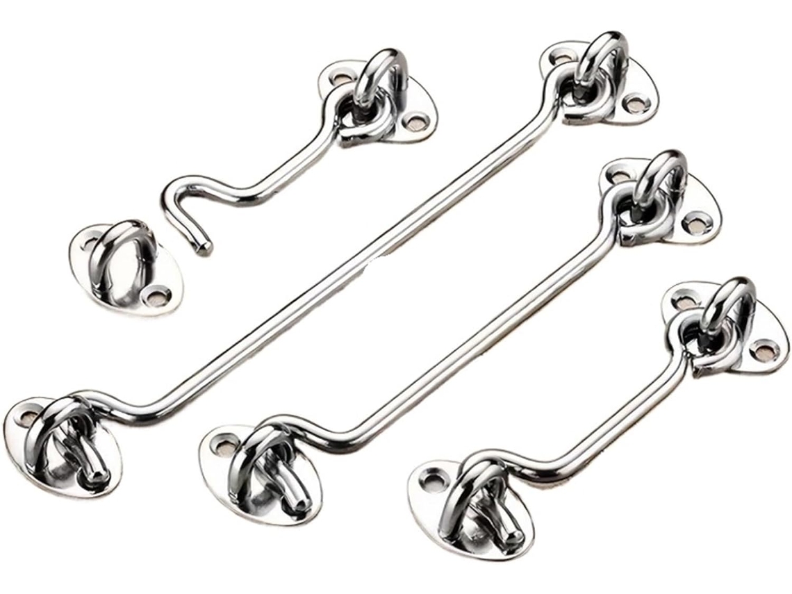 Fecho De Gancho E Olhal, Fecho De Gancho E Olhal Para Porta Em Aço Inoxidável Preto Prata, 3a 10 Polegadas, Pacote Com 4 Prata