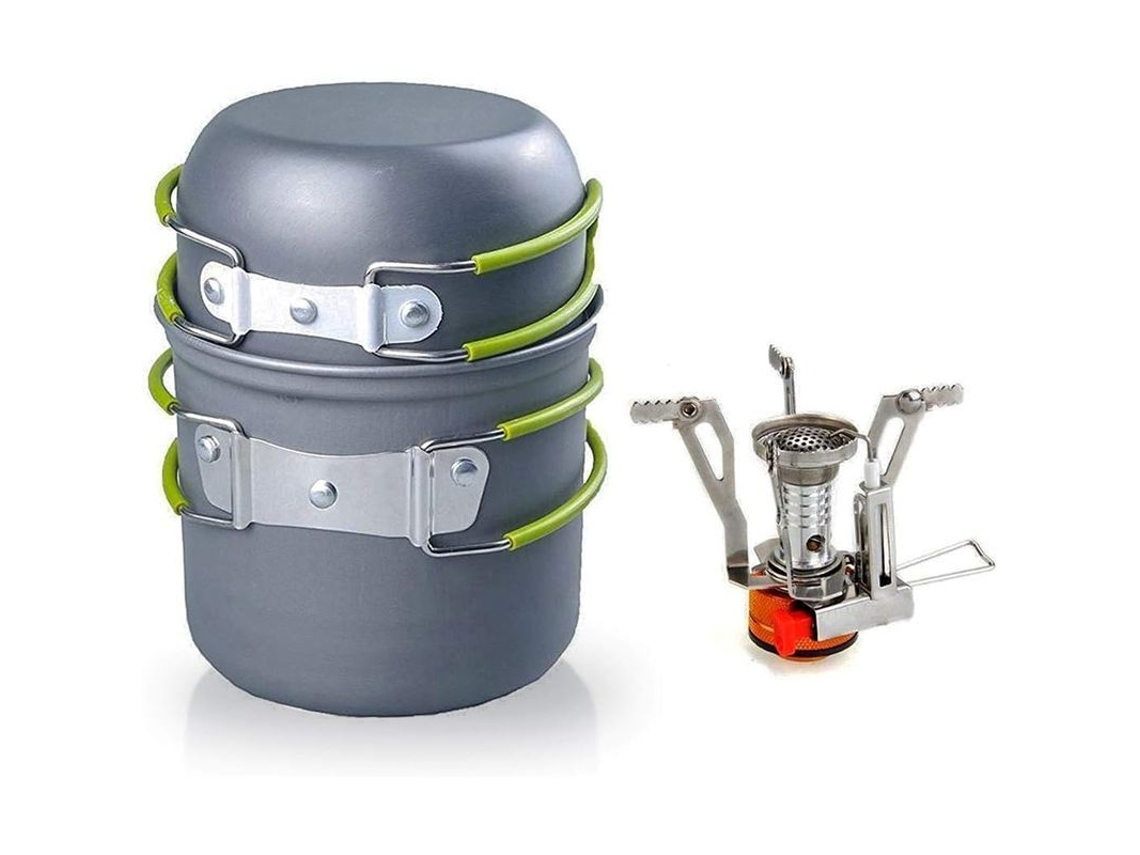 Set De Cozinha Para Camping: Olla, Taza E Estufa Portátil Plegável De Alumínio Resistente Ao Calor