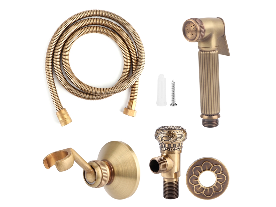 Kit De Bidet Manual Em Latão Vintage Com Mangueira E Suporte
