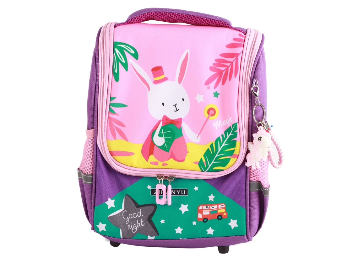 Mochila Infantil Cartoon Conejo Morado Impermeável Para Colégio Jardim Viagens Outdoor